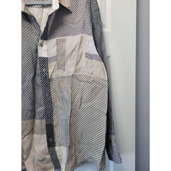 Totokaelo Archive Gray Color block design long sleeve Button down shirt large - Picture 2 of 6